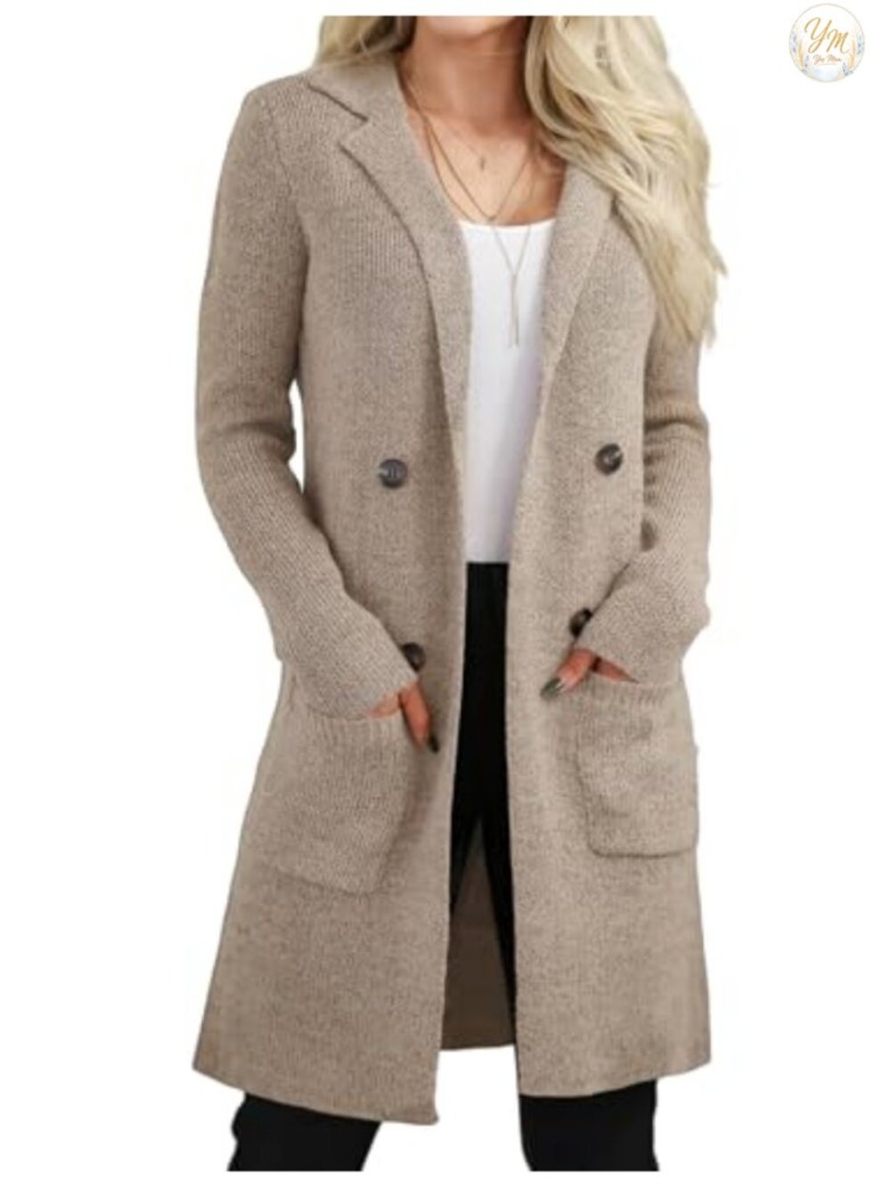 Open Front Long Cardigan Sweater Coatigan with Pockets Knit